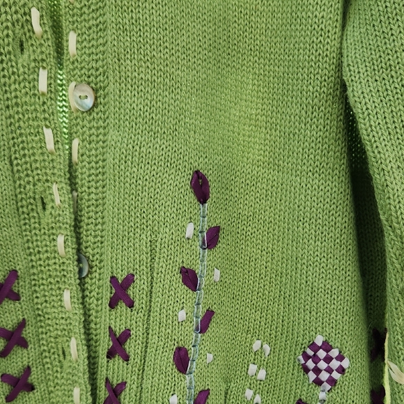 Green Embroidered Women's Sweater - 100% Peruvian Alpaca - Picture 15 of 16